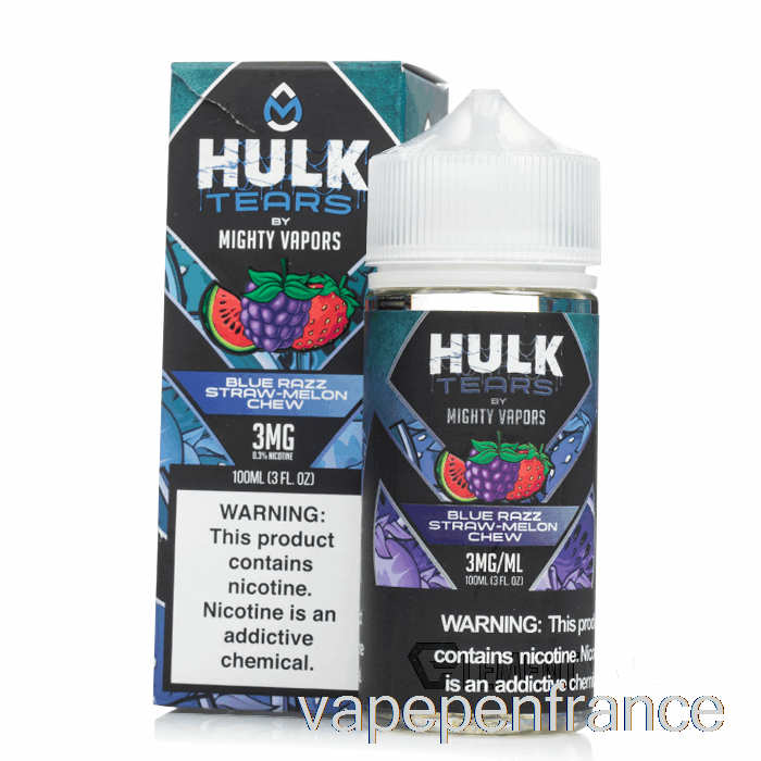 à Mâcher De Melon De Paille Bleu Razz - Larmes De Hulk - Stylo Vape 100 Ml 0 Mg